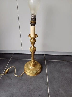 PIED DE LAMPE EN BRONZE Laiton  Colonne  DORE EMPIRE BOUGEOIR  - Photo 1/4