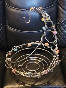 Stainless Steel Fruit Basket With Banana Tree, Custom Hand Beaded Chrome Finish - Bild 1 von 13