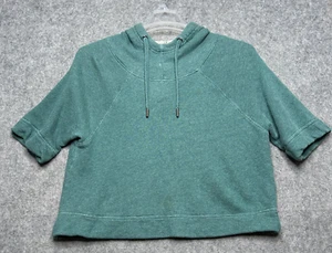 Pact Sweatshirt Women Large Green Organic Crop Funnel Hoodie Half Sleeve Classic - Picture 1 of 17