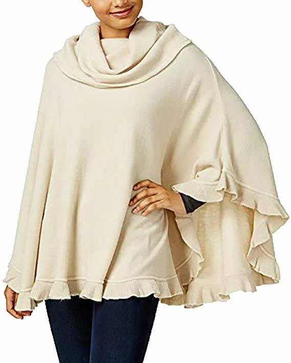 Poncho Cejón Cuello Capucha Volantes Natural TALLA ÚNICA Foto 1 de 1