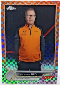 ANDREAS SEIDL 2022 TOPPS CHROME F1 ORANGE CHECKER FLAG REFRACTOR /25 -McLAREN - Picture 1 of 2