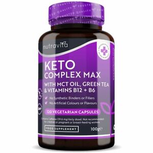 Keto Diet 120 Capsules MCT Oil, Green Tea, Vit B6 B12 - Fat Burner & Weight Loss