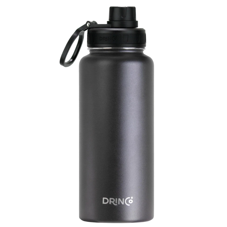 Drinco Vacuum Insulated Stainless Steel Water Bottle Spout Lid Wide Mouth Leak