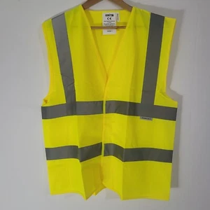 Vest Yellow XL High Visibility Safety Workwear Hi Vis BLACK KNIGHT New - Picture 1 of 10