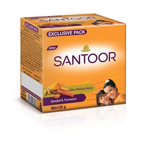 Santoor Sandelholz Und Kurkuma Haut Feuchtigkeits Seife 125 GM Jedem Pack 8 q84 - Bild 1 von 4