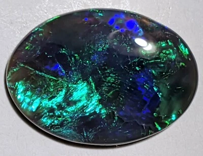 Stunning! 5.94ct Solid Black Opal Blue Green Broadflash Oval Lightning Ridge! - Image 1 of 4