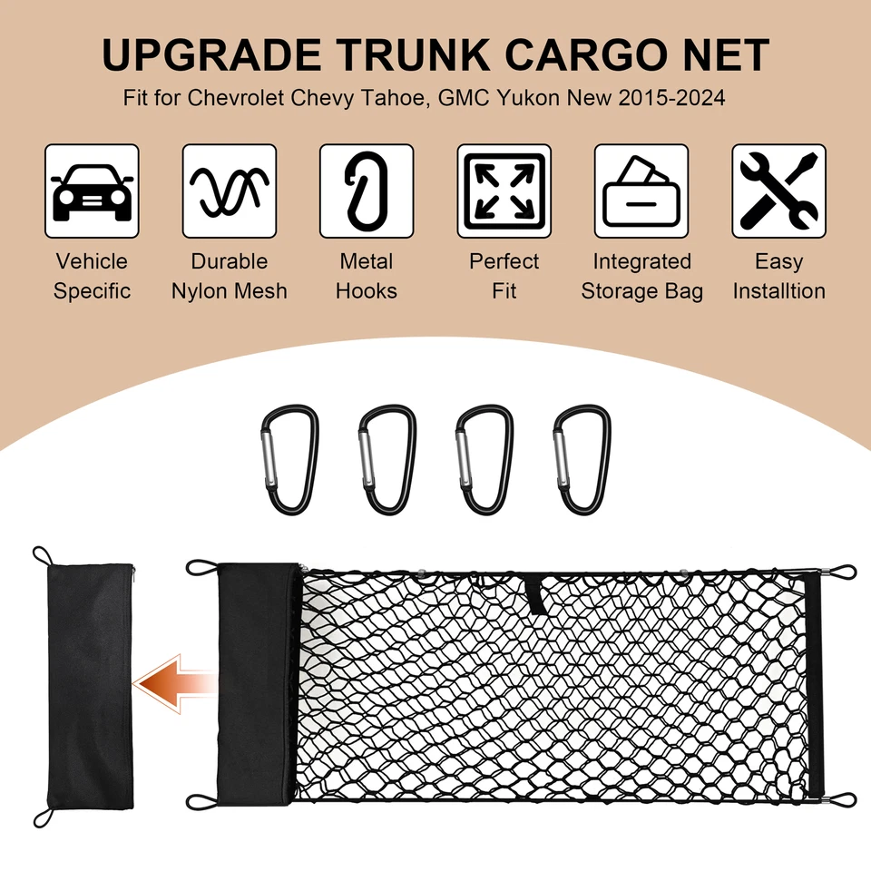 Red de carga estilo sobre maletero trasero para Chevrolet Tahoe / GMC Yukon 2015-2024 Foto 1 de 4