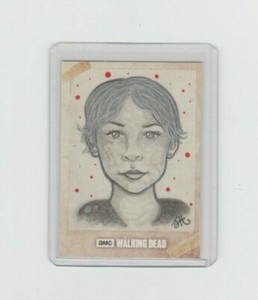 WALKING DEAD EVOLUTION CAROL PELETIER SKETCH CARD BY ARTIST JASON HEIL  1/1!