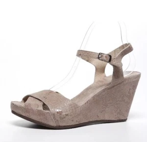 AGL Z1770* Women's Leather Light Grey Cross Over Wedge Sandals Size 39.5 EUR - Picture 1 of 5