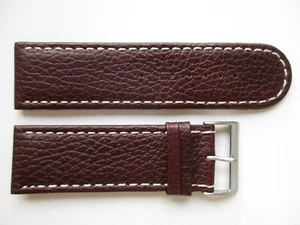 Dark brown buffalo print 28 MM Untapered leather watch band strap - Picture 1 of 3