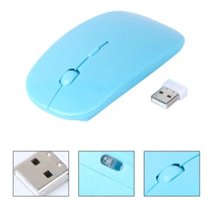 2.4G Ergonomic Flat Wireless Mouse with USB Receiver for PC Laptop (Blue) - Picture 1 of 12