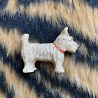Small Vintage Scottish Terrier Scotty Dog Figurine Off White Red Collar