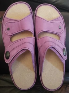 FINN COMFORT GERMANY Sansibar Purple Leather Adjustable Slide Sandals Size 40 - Picture 1 of 6