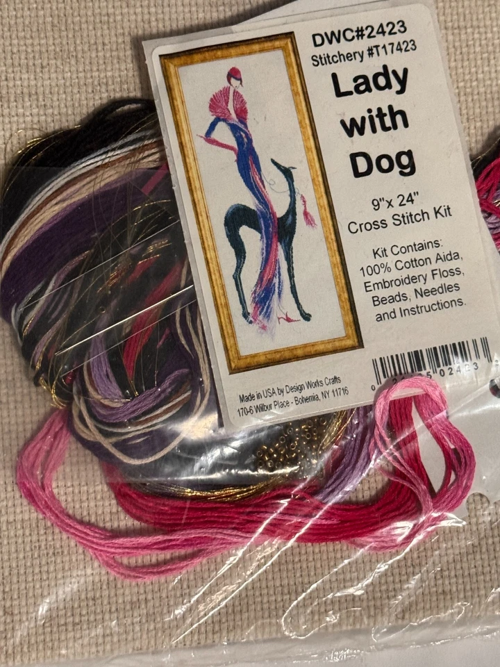 Design Works Crafts cross stitch chart Kit Lady With Dog - Image 1 of 2