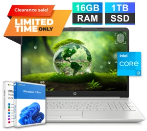 HP Laptop Computer 15.6" Intel i3 FHD 16GB RAM + 1TB SSD Win 11 Pro Office 2024 - Picture 1 of 10