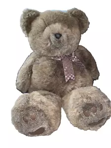 Vintage 1990 UNIPAK Teddy Bear Plush Stuffed Animal With Bow 25" Made in Korea - Picture 1 of 8