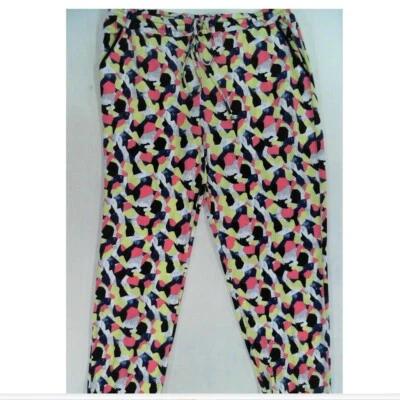 NY Collection Women Pants XL Yellow Navy Lounge Stretch Draw String Pullup - Image 1 of 2