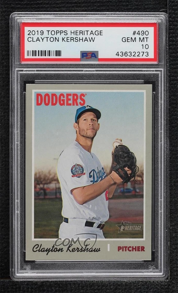 2019 Topps Heritage High Number SP Clayton Kershaw #490 PSA 10 GEM MT - Image 1 of 2