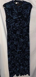 Ronni Nicole by Ouida schwarz blau Blumen ärmellos Maxikleid Gr. 14 54" lang - Bild 1 von 5