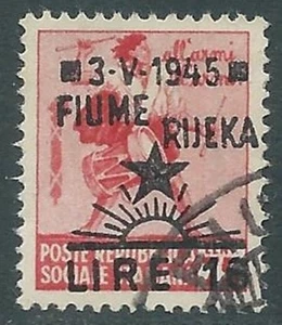 1945 OCCUPAZIONE JUGOSLAVA FIUME USATO 16 LIRE SU 75 CENT FILAGRANA - US7-7 - Picture 1 of 1