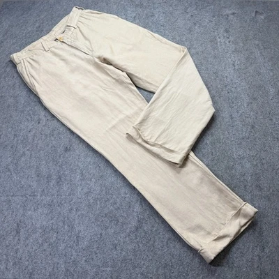 Bill's Khakis Pants Men 33 x 30 Beige Flat Front M3 Linen Cotton Blend Chinos - Image 1 of 4