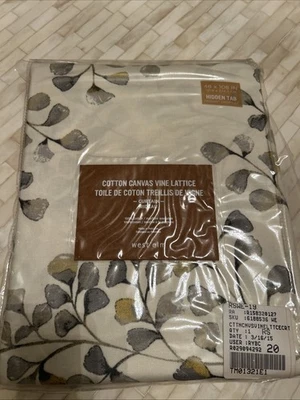 West Elm Algodón Lona ENREJADO DE VID Cortina Cortina Panel 48 X 108 Nueva Pestaña Oculta Foto 1 de 4