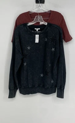 Maurices Mujer Negro Rojo Pullover Sudadera Talla Pequeña Lote De 2 Foto 1 de 4