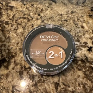 NEW Revlon ColorStay 2-In-1 Compact Makeup & Concealer, 330 Natural Tan 0.38oz - Picture 1 of 2