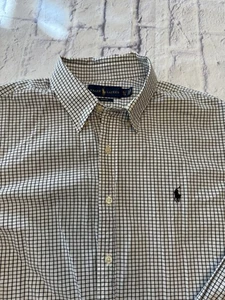 Ralph Lauren Dress Shirt Mens XL White/Black Gingham Slim Fit Performance - Picture 1 of 10