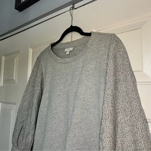 J. Jill grau graues Sweatshirt Blasenärmel cropped kastig Größe Large Petite - Bild 1 von 8