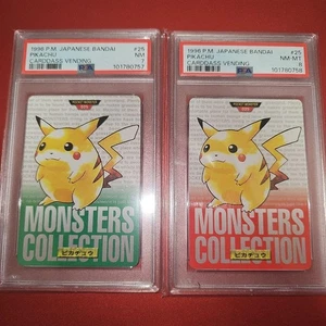 PSA 7 8 Pikachu #25 Green Red Back Pokemon Bandai Carddass Vending 1996 Japan - Picture 1 of 6