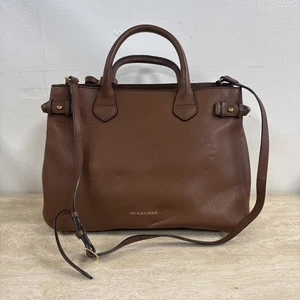 Burberry Medium Brown Leather House Check Banner Tote Bag 3958981 - Picture 1 of 16