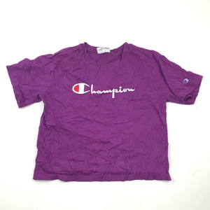 Champion Shirt Girls Size Large Purple White Short Sleeve Tee Youth Embroidered - Picture 1 of 7