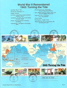 #9316 29c World War II Stamps MS10 #2765 USPS Souvenir Page - Picture 1 of 1