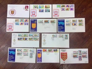 JERSEY 11 FIRST DAY COVERS 3 COMPLETE SETS DEFINITIVES FDC CAT £76 - Picture 1 of 7