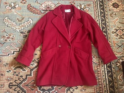 Vintage LL Bean Women’s Red Wool Peacoat Jacket Made in USA Size 10 Button Front - Image 1 of 4