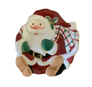 Vintage Fitz and Floyd Essentials Christmas Santa Holiday Ceramic Cookie Plate - Picture 1 of 4