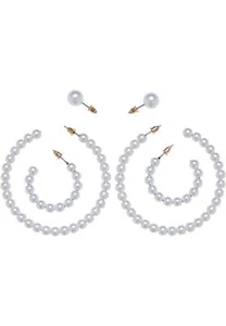 Urban Classics Pearl Hoop Earring 3-Pack Jewelry Earring Studs Fashion Jewellery - Picture 1 of 6