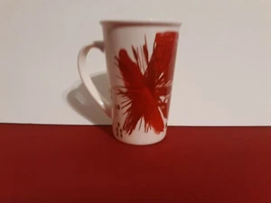 STARBUCKS 2014 Coffee Cup Mug White With Red Burst and Gold Accents  - Picture 1 of 4