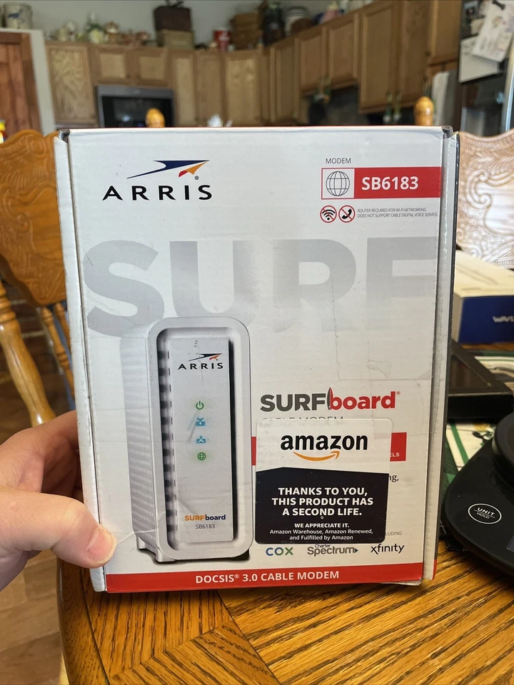 ARRIS SB6183 SURFboard DOCSIS 3.0 Cable Modem, 686Mbps, IPv4 & IPv6 Support, WHT - Image 1 of 1