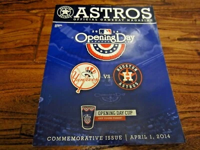 2014 Astros Opening Day Program 4/1/14 vs Yankees Derek Jeter Final Opening Day - Image 1 of 4
