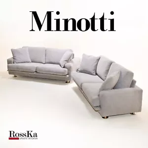Minotti 2-Sitzer-Sofa x2 , Stoff Grau, komplett restauriert - Bild 1 von 12