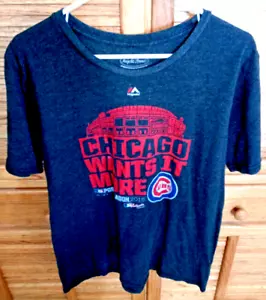 Majestic Threads Chicago Cubs Mens XL T-Shirt Tee Shirt 2015 Postseason Playoffs - Picture 1 of 4