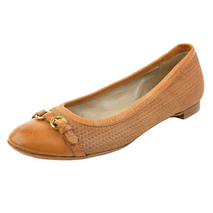 AGL ATTILIO GUISTI LEOMBRUNI Beige Tan Woven Ballet Flats 41.5 EU 11.5 US ITALY - Foto 1 di 8