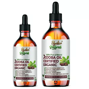 Jojoba Oil Certified Organic for Hair Body Skin Face Pure Natural Cold Pressed - Picture 1 of 11