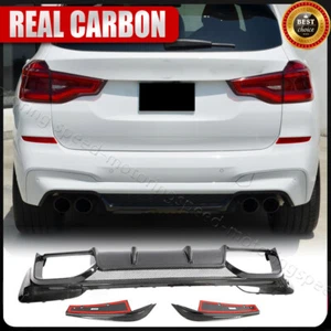 For BMW F97 X3M LCI 2019-24 REAL CARBON Fiber Rear Bumper Diffuser Lip Splitters - Picture 1 of 16