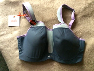 Sujetador deportivo Panache Sport 38F (E) gris con aros estilo 5021 nuevo con etiquetas Foto 1 de 4