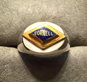Vintage 14K GF CORNELL UNIVERSITY blau Emaille Sterlingsilber Siegelring - Bild 1 von 6