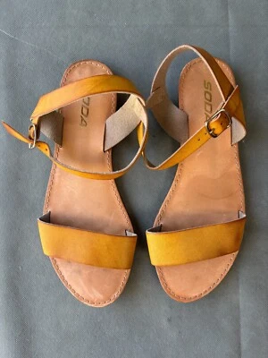 Sandalias Soda Para Mujer 8 Cuero Marrón Punta Abierta Correa al Tobillo Informales Verano Planas Foto 1 de 4