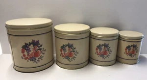 Metal Nesting Canisters Tins Ballanoff 1960s Mixed Fruit MCM VINTAGE - Picture 1 of 23